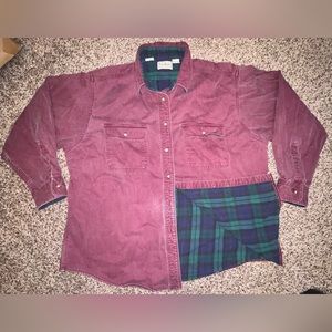Vintage 70s 80s LL Bean Denim Flannel Lined Button Shirt Distressed Heavy USA